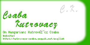 csaba kutrovacz business card